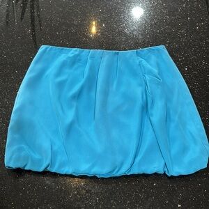 Tibi turquoise silk balloon mini shirt